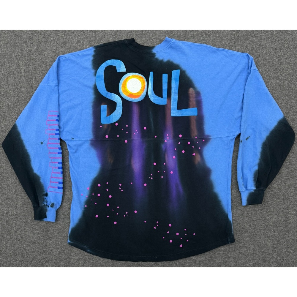 Disney Spirit Jersey Mens Medium Pixar Soul Blue Black Piano Long Sleeve Top